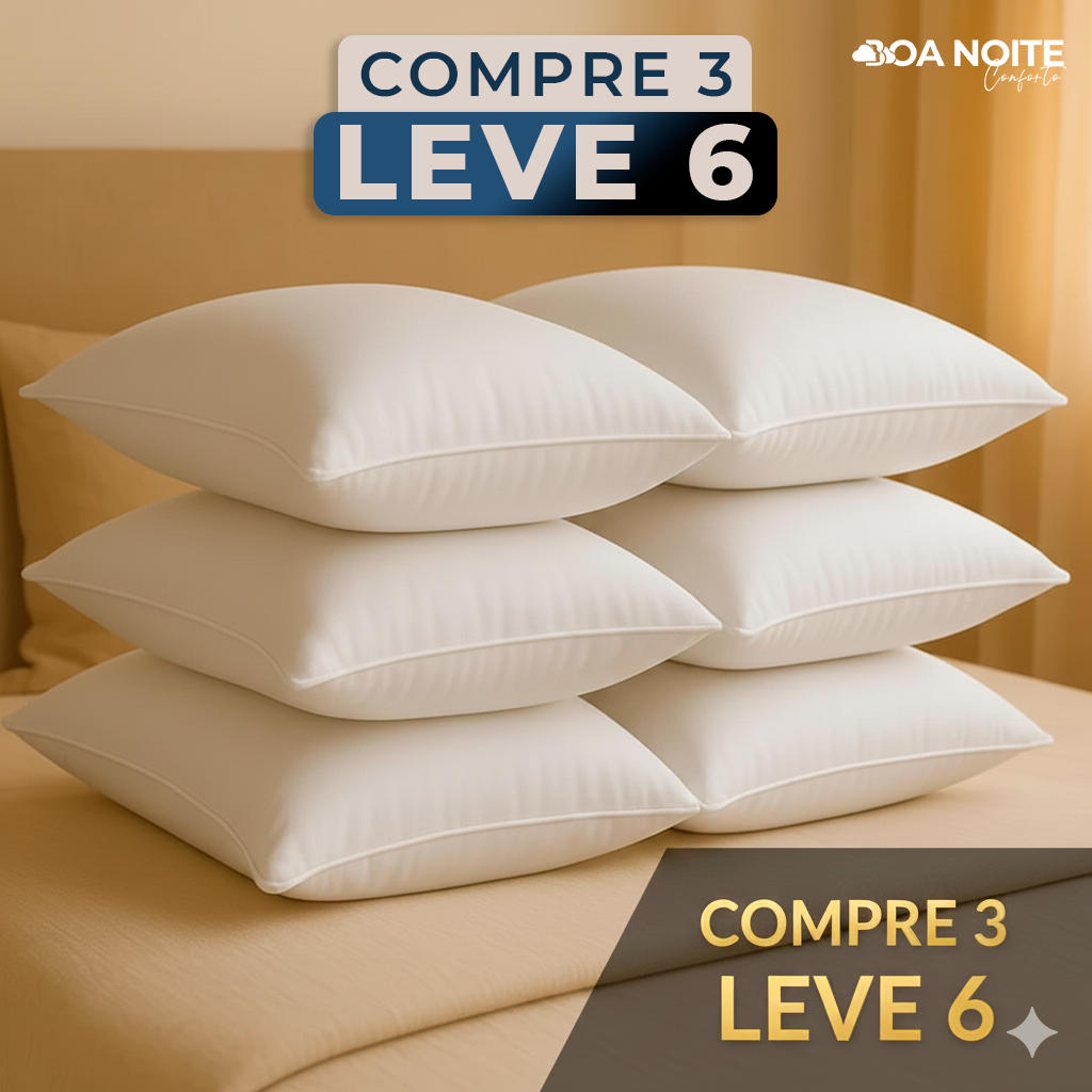 Kit 6 Travesseiros Pluma do Ganso + Brinde  – Antialérgicos