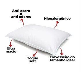 Kit 6 Travesseiros Pluma do Ganso + Brinde  – Antialérgicos